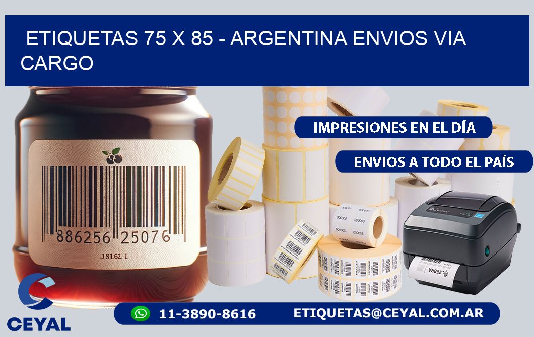 ETIQUETAS 75 x 85 - ARGENTINA ENVIOS VIA CARGO