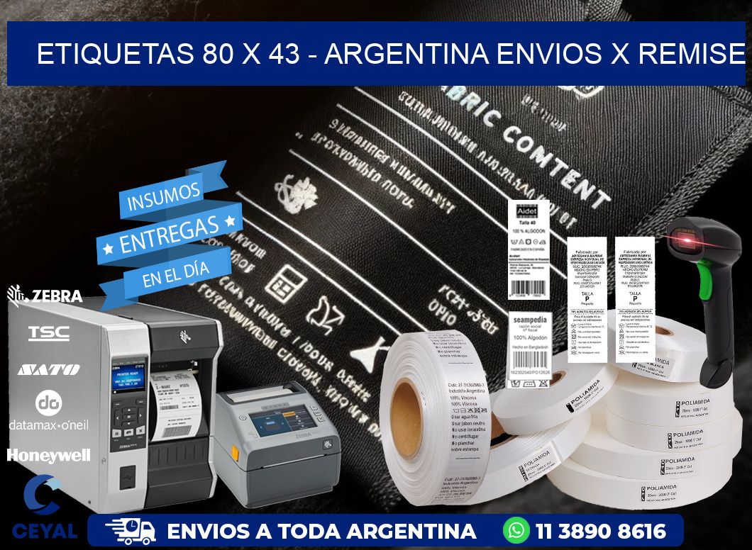 ETIQUETAS 80 x 43 - ARGENTINA ENVIOS X REMISE