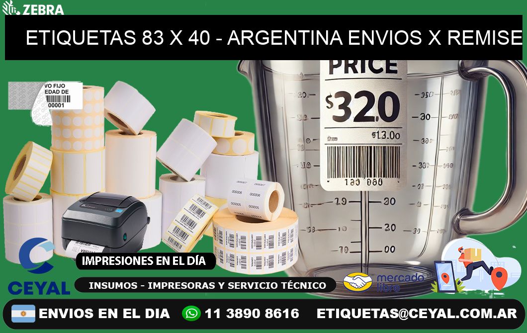 ETIQUETAS 83 x 40 - ARGENTINA ENVIOS X REMISE