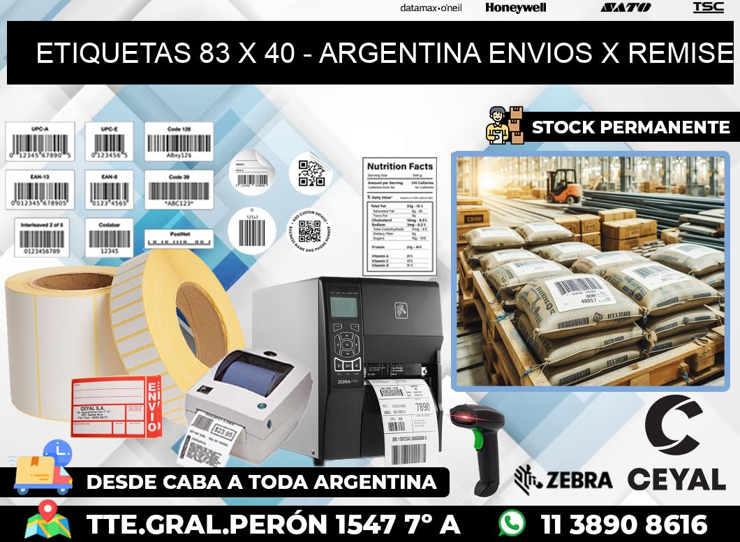 ETIQUETAS 83 x 40 – ARGENTINA ENVIOS X REMISE