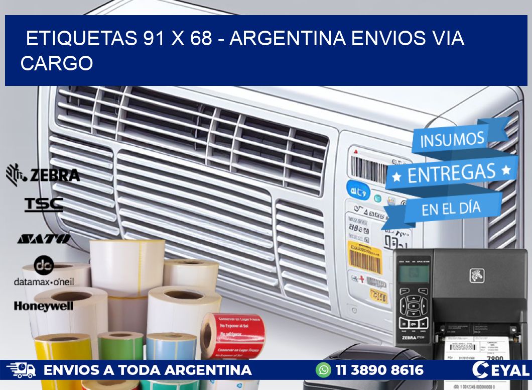 ETIQUETAS 91 x 68 - ARGENTINA ENVIOS VIA CARGO