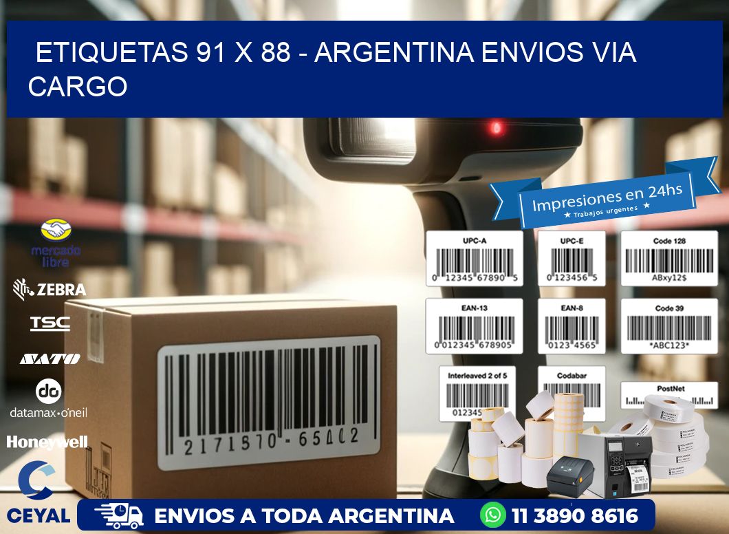 ETIQUETAS 91 x 88 - ARGENTINA ENVIOS VIA CARGO