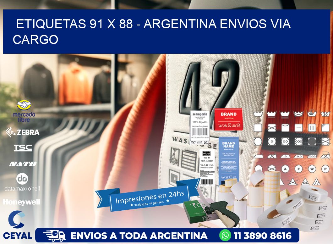 ETIQUETAS 91 x 88 - ARGENTINA ENVIOS VIA CARGO