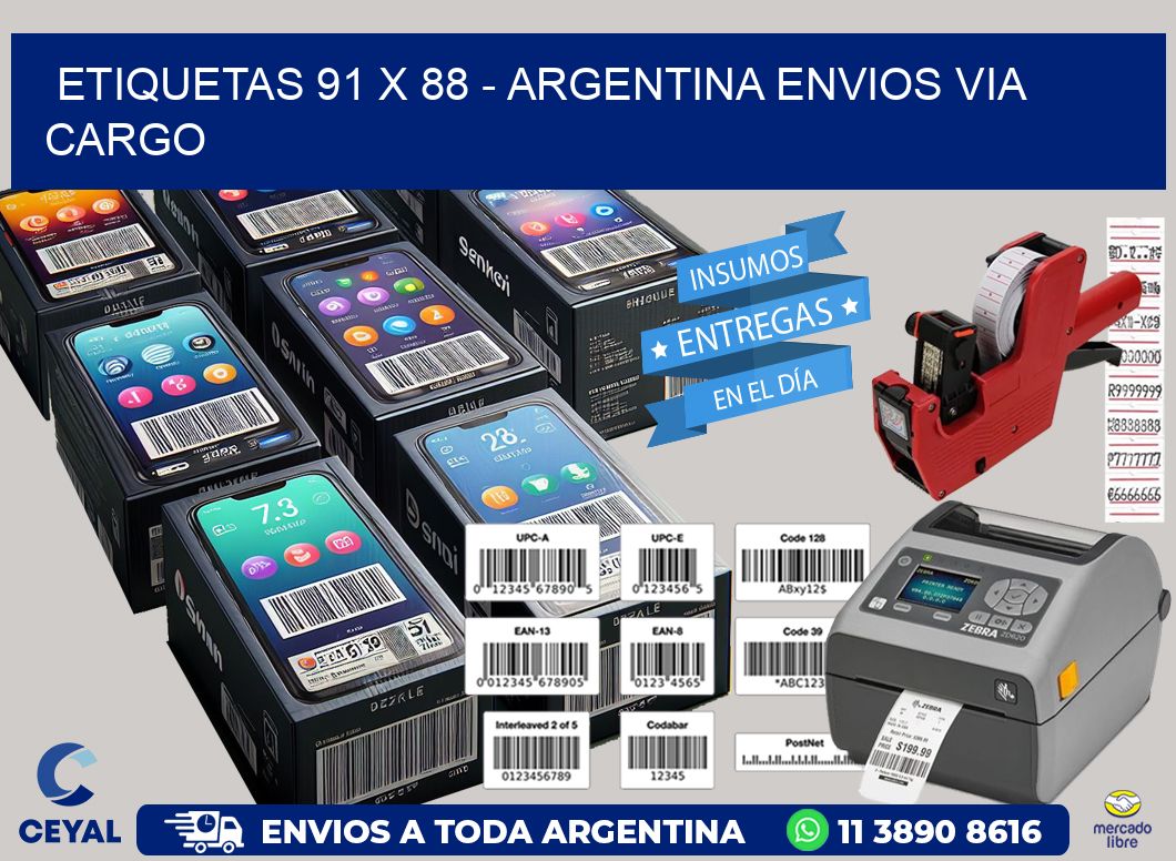 ETIQUETAS 91 x 88 - ARGENTINA ENVIOS VIA CARGO