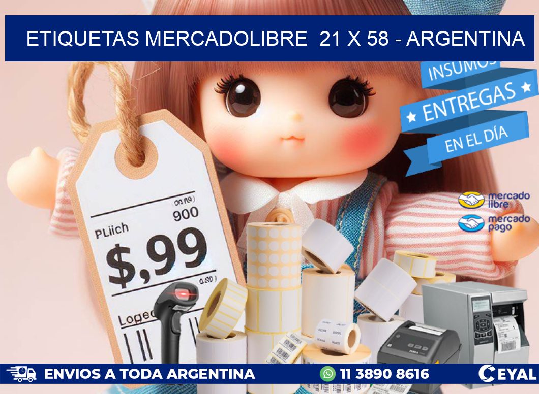 ETIQUETAS MERCADOLIBRE  21 x 58 - ARGENTINA