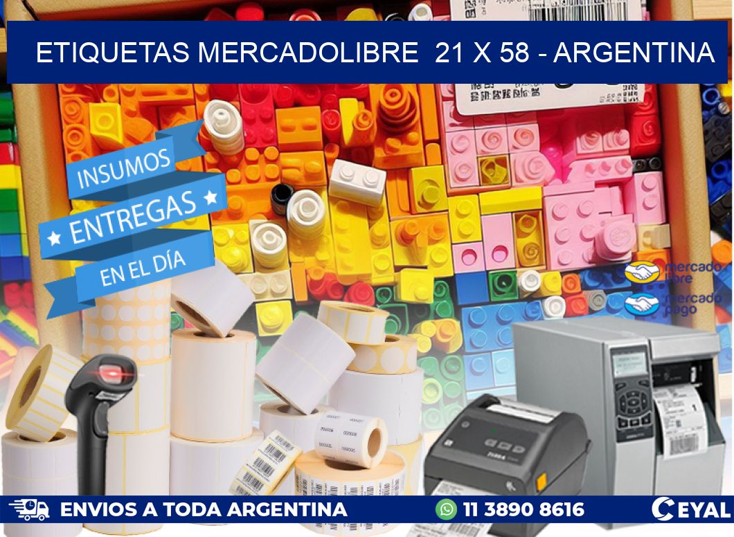 ETIQUETAS MERCADOLIBRE  21 x 58 - ARGENTINA