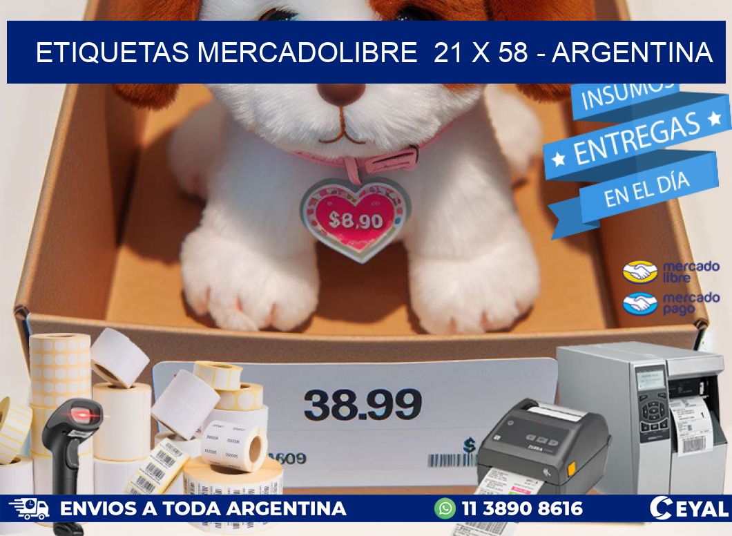 ETIQUETAS MERCADOLIBRE  21 x 58 - ARGENTINA