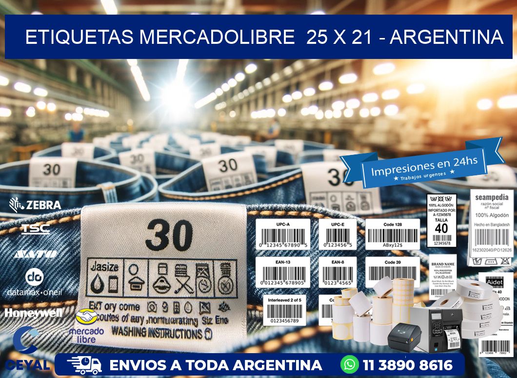 ETIQUETAS MERCADOLIBRE  25 x 21 - ARGENTINA