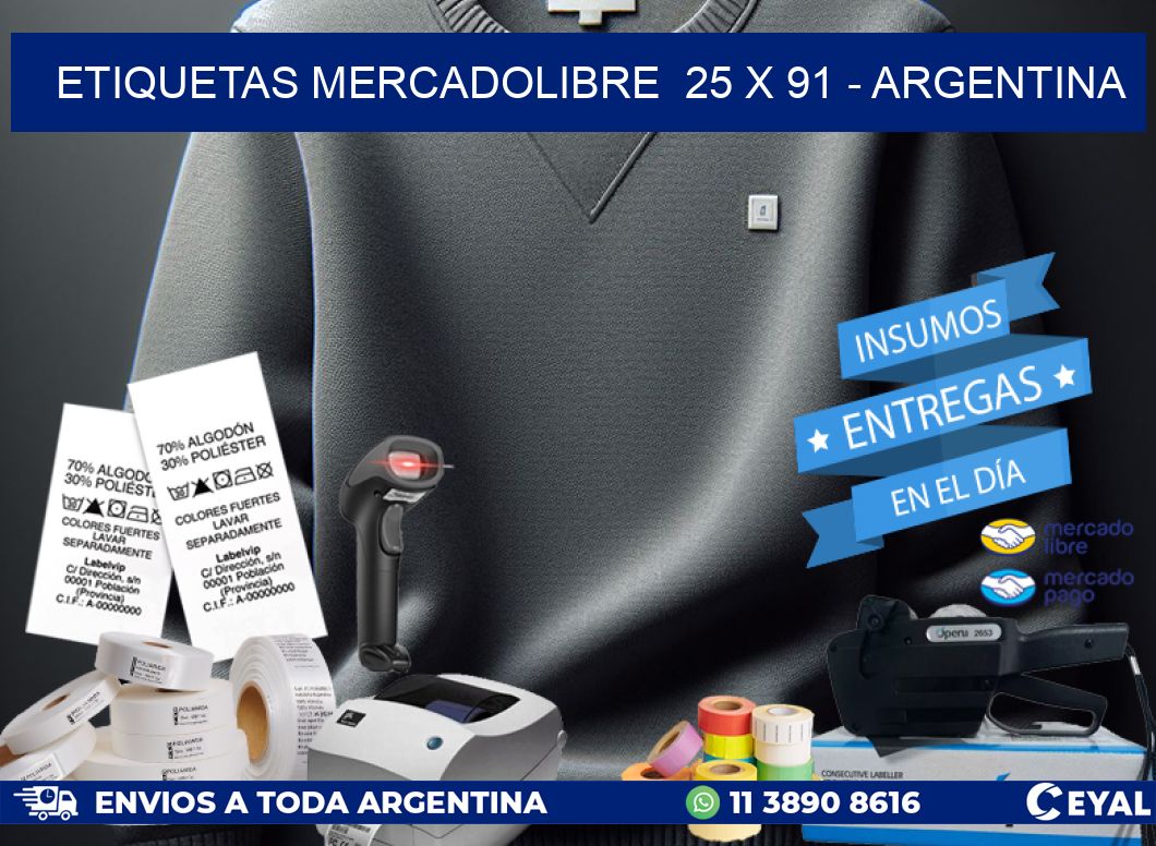 ETIQUETAS MERCADOLIBRE  25 x 91 – ARGENTINA