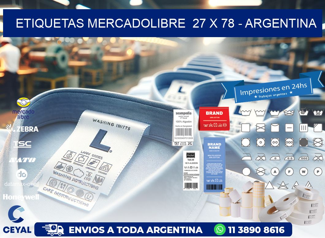 ETIQUETAS MERCADOLIBRE  27 x 78 - ARGENTINA