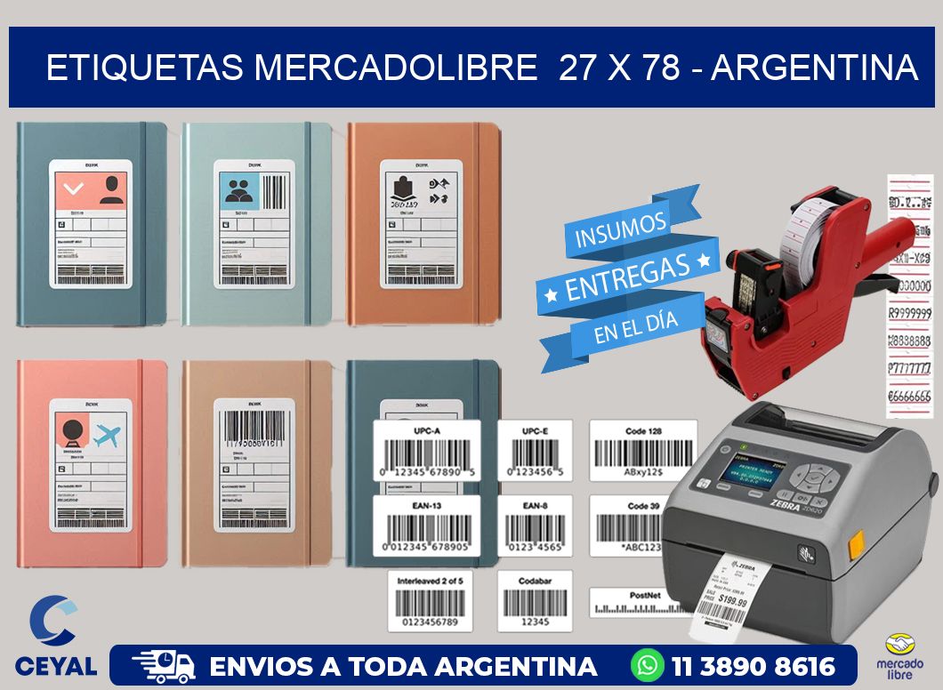 ETIQUETAS MERCADOLIBRE  27 x 78 - ARGENTINA