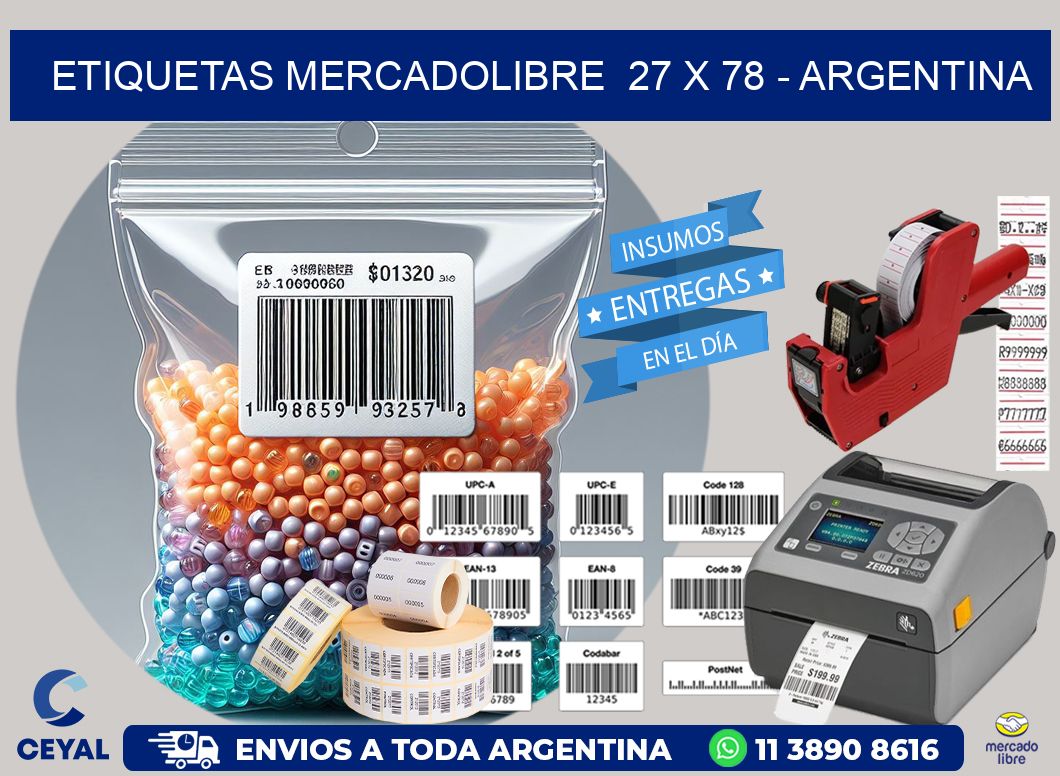 ETIQUETAS MERCADOLIBRE  27 x 78 - ARGENTINA