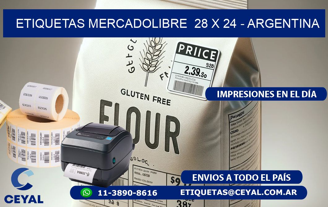 ETIQUETAS MERCADOLIBRE  28 x 24 - ARGENTINA