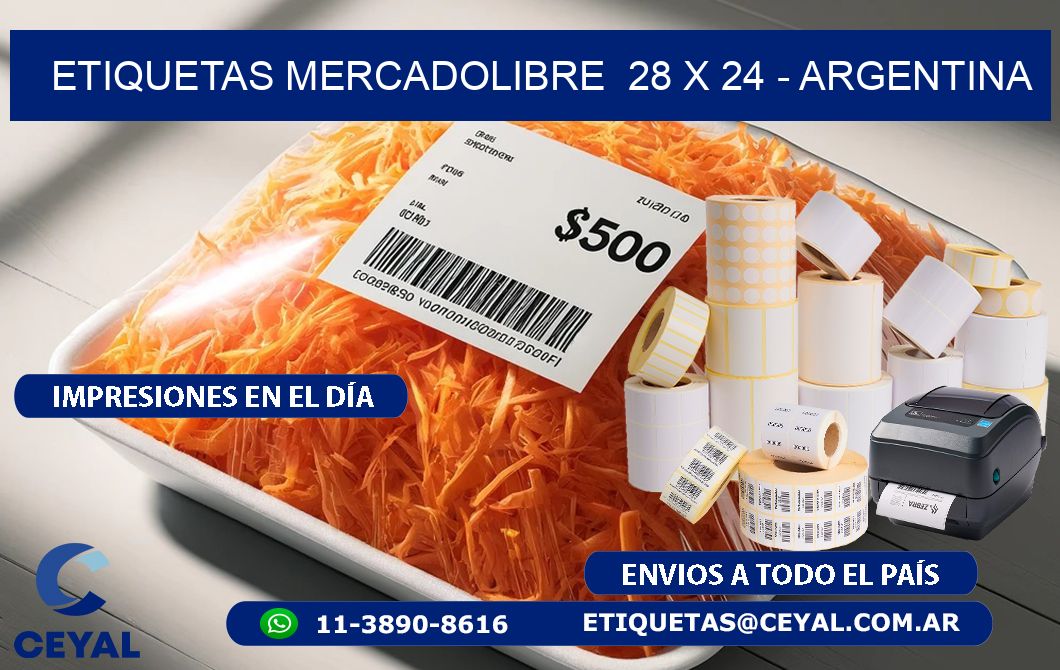 ETIQUETAS MERCADOLIBRE  28 x 24 - ARGENTINA