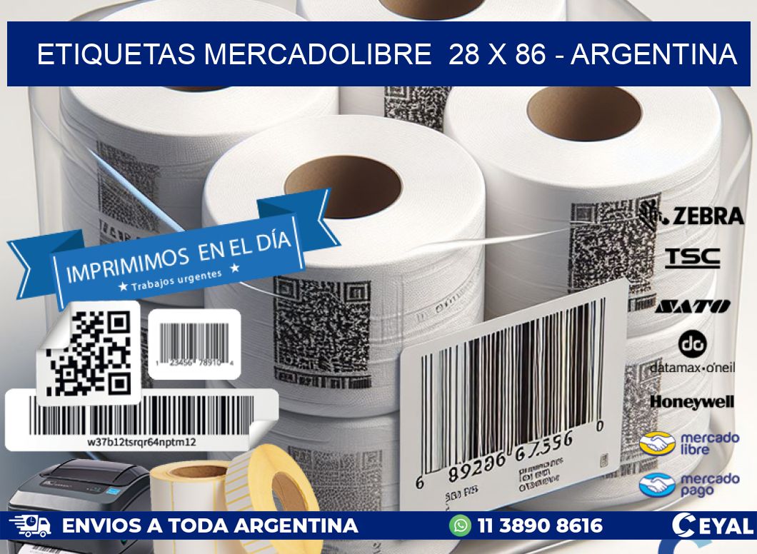 ETIQUETAS MERCADOLIBRE  28 x 86 - ARGENTINA