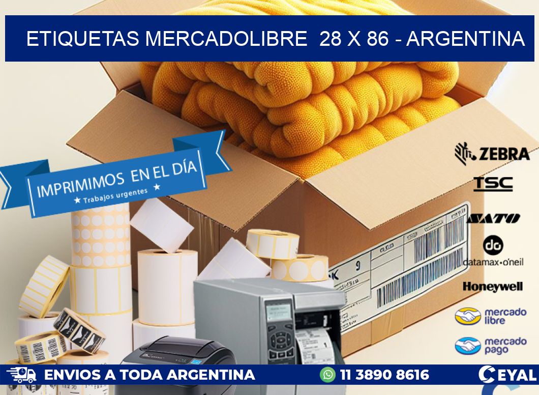 ETIQUETAS MERCADOLIBRE  28 x 86 - ARGENTINA