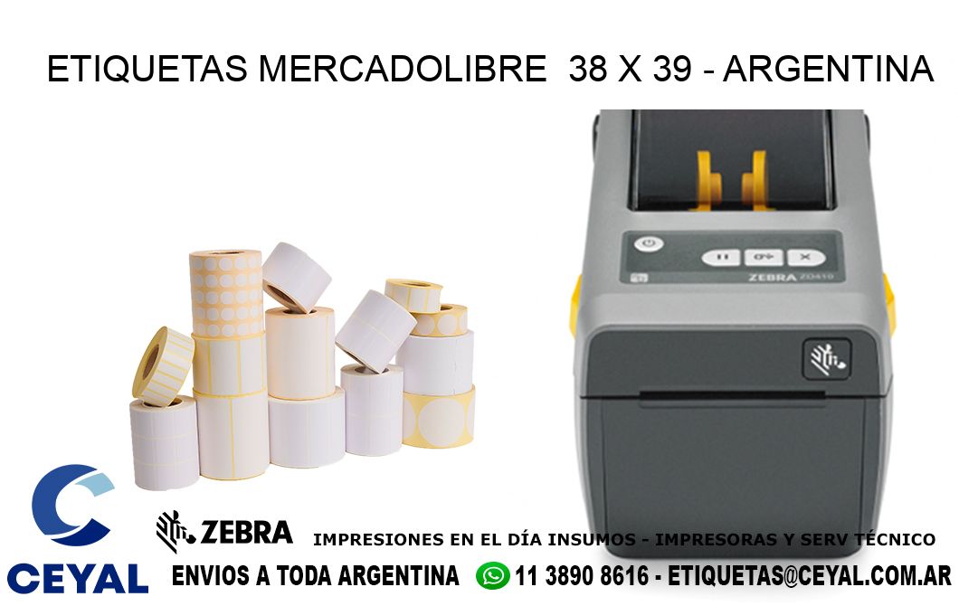 ETIQUETAS MERCADOLIBRE  38 x 39 - ARGENTINA