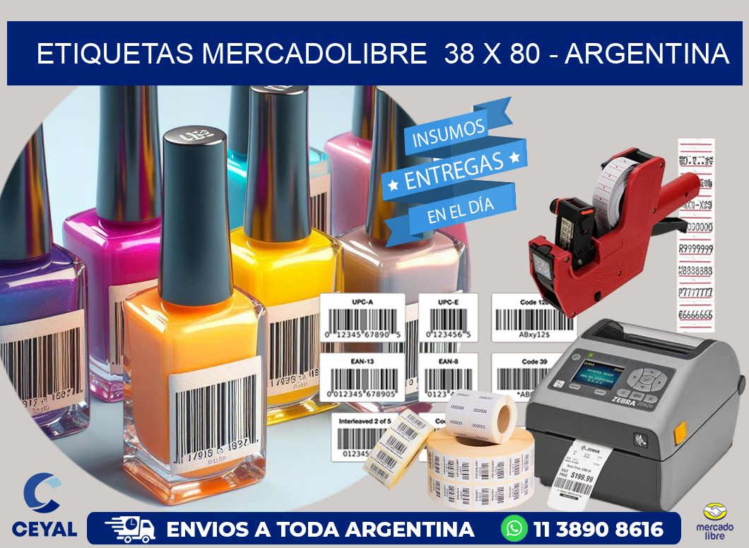 ETIQUETAS MERCADOLIBRE  38 x 80 - ARGENTINA