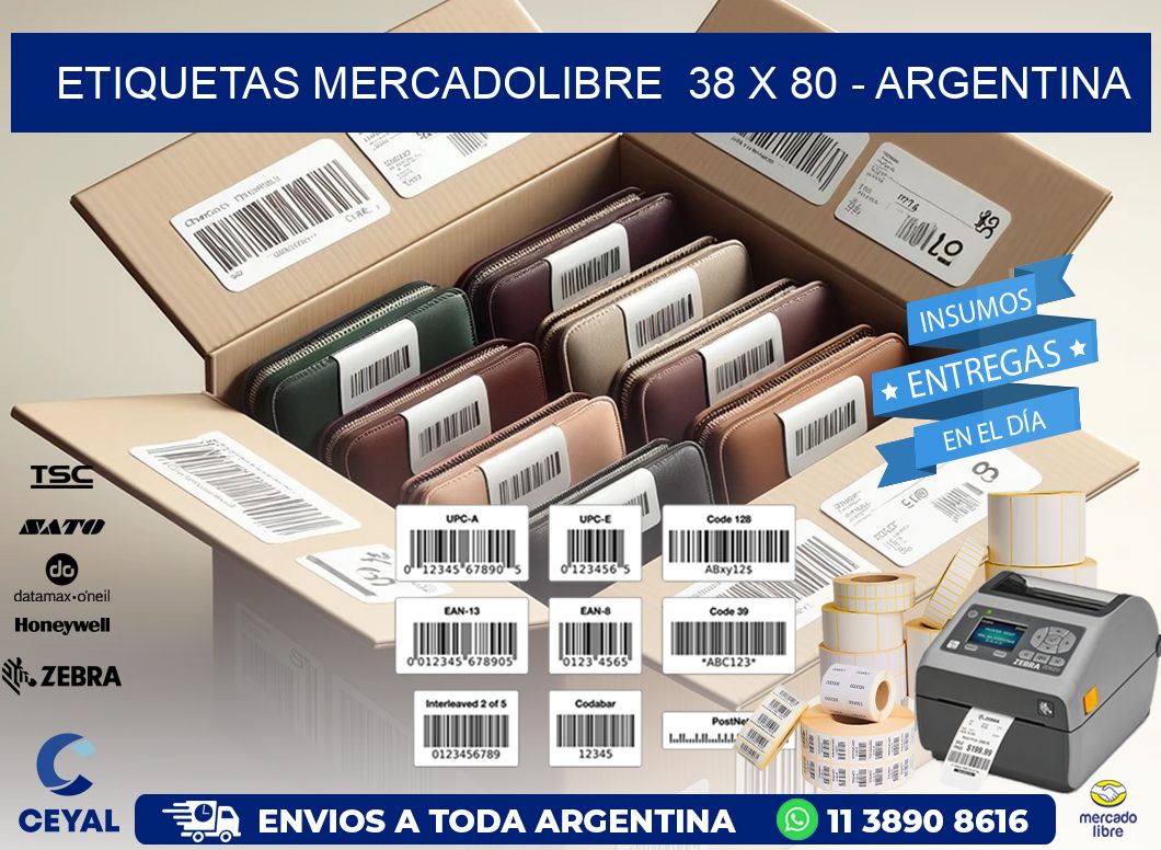 ETIQUETAS MERCADOLIBRE  38 x 80 - ARGENTINA