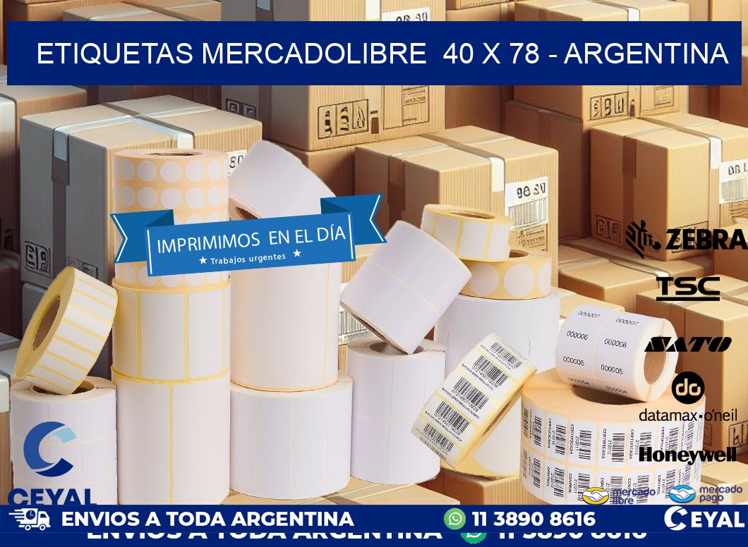 ETIQUETAS MERCADOLIBRE  40 x 78 - ARGENTINA