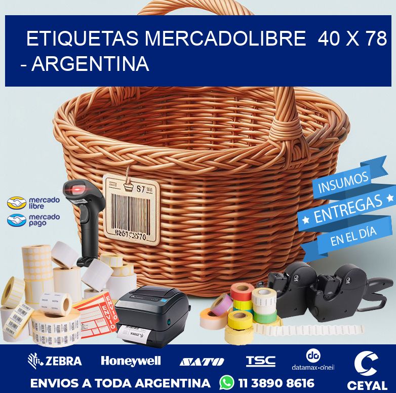 ETIQUETAS MERCADOLIBRE  40 x 78 - ARGENTINA