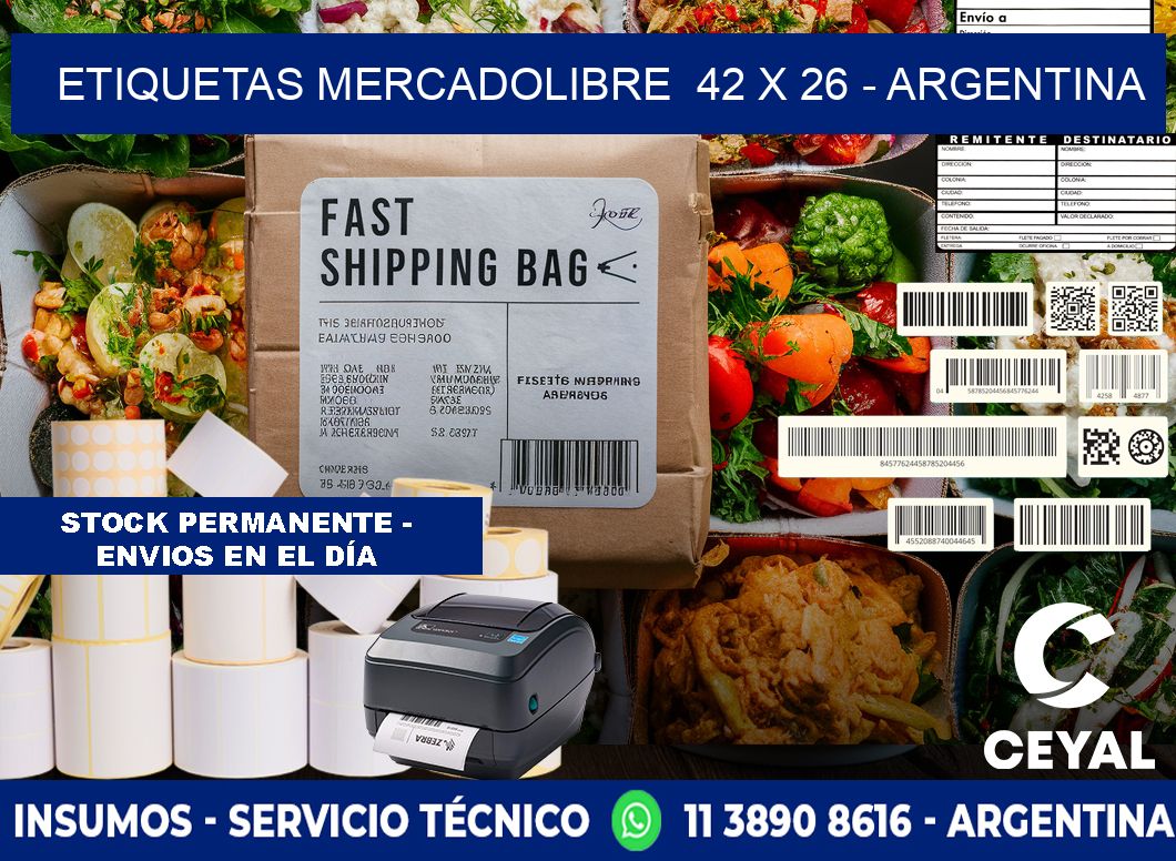 ETIQUETAS MERCADOLIBRE  42 x 26 - ARGENTINA