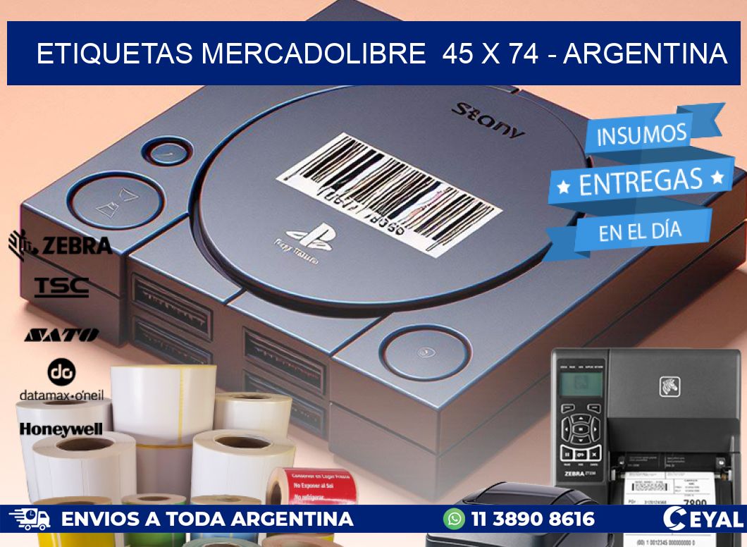 ETIQUETAS MERCADOLIBRE  45 x 74 - ARGENTINA