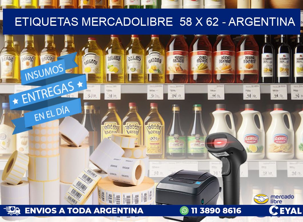 ETIQUETAS MERCADOLIBRE  58 x 62 - ARGENTINA