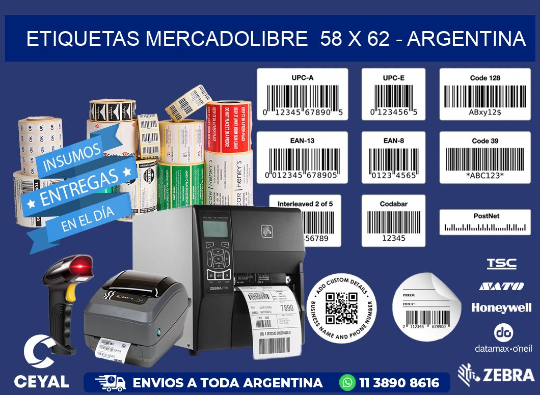 ETIQUETAS MERCADOLIBRE  58 x 62 - ARGENTINA