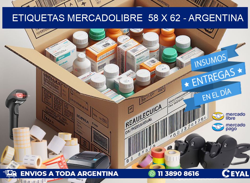 ETIQUETAS MERCADOLIBRE  58 x 62 - ARGENTINA