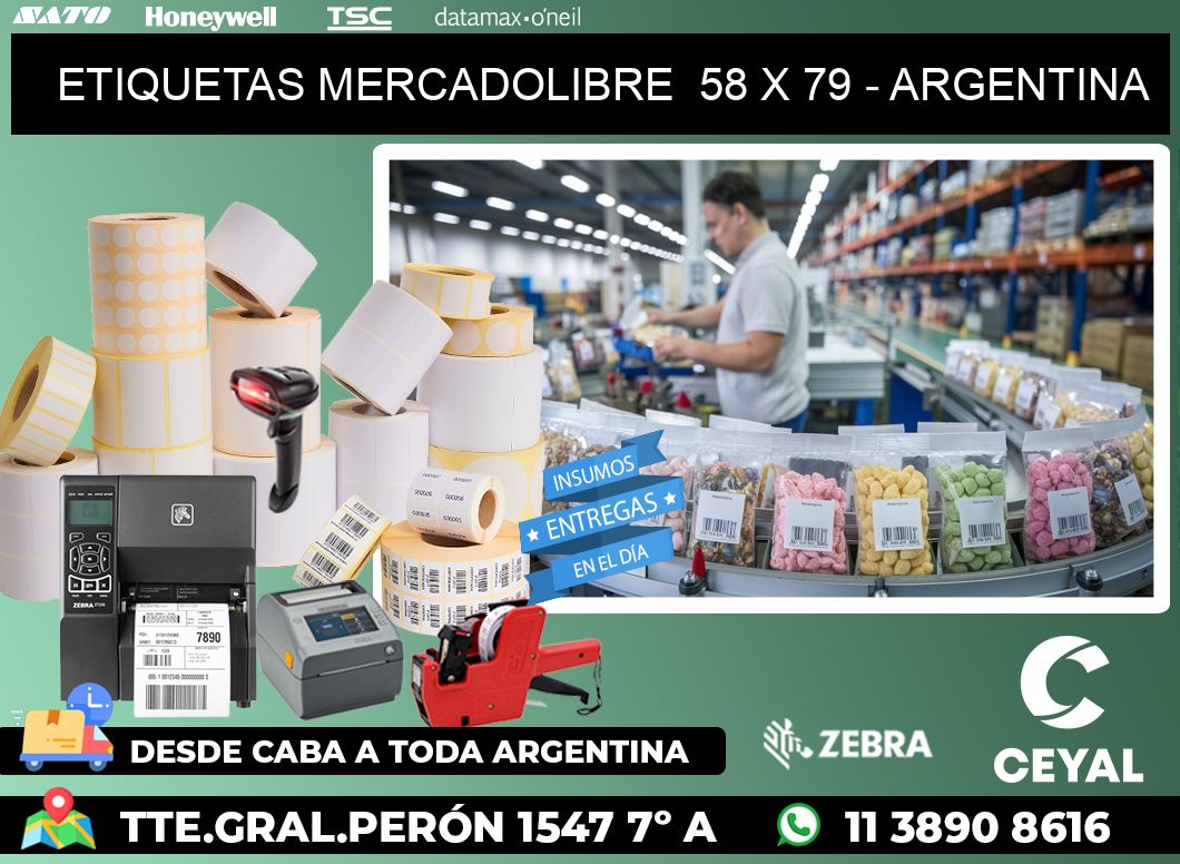 ETIQUETAS MERCADOLIBRE  58 x 79 - ARGENTINA