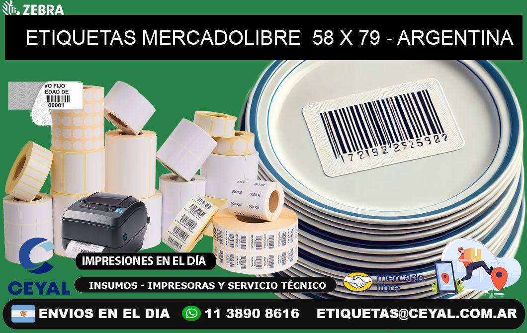 ETIQUETAS MERCADOLIBRE  58 x 79 - ARGENTINA