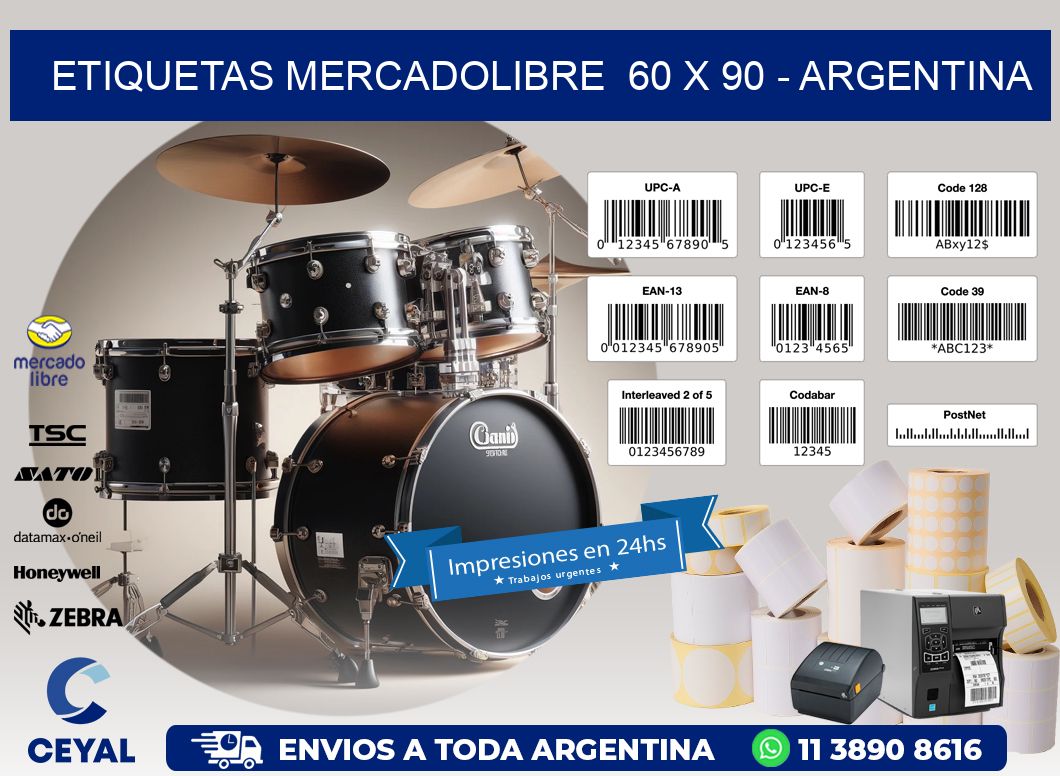 ETIQUETAS MERCADOLIBRE  60 x 90 - ARGENTINA