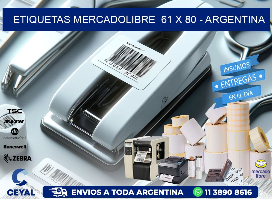 ETIQUETAS MERCADOLIBRE  61 x 80 - ARGENTINA