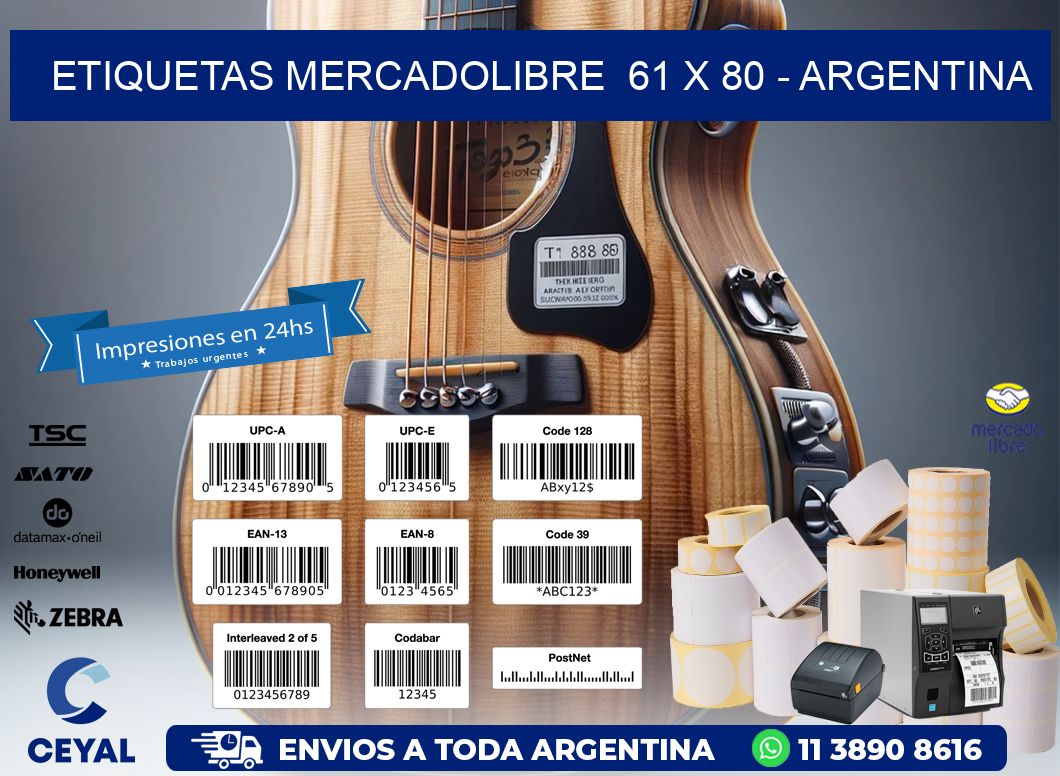 ETIQUETAS MERCADOLIBRE  61 x 80 - ARGENTINA