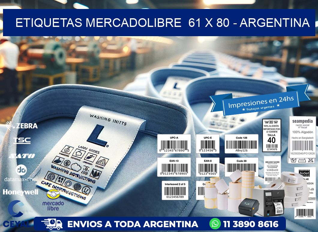 ETIQUETAS MERCADOLIBRE  61 x 80 - ARGENTINA