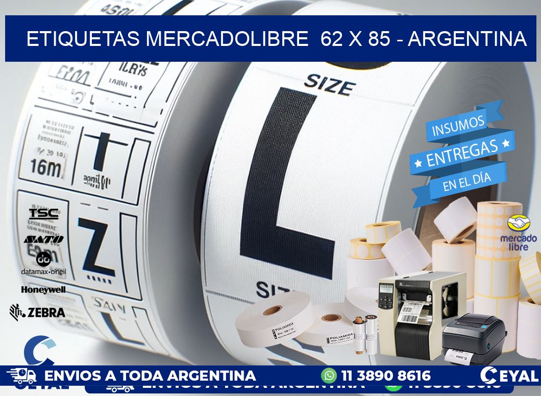 ETIQUETAS MERCADOLIBRE  62 x 85 - ARGENTINA