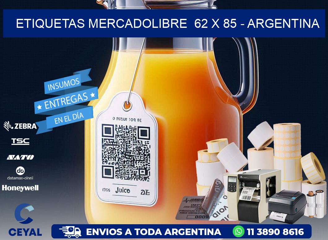 ETIQUETAS MERCADOLIBRE  62 x 85 - ARGENTINA