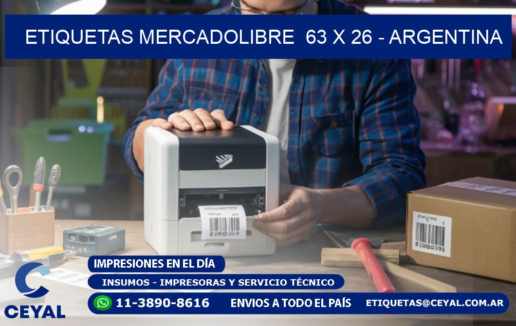 ETIQUETAS MERCADOLIBRE  63 x 26 - ARGENTINA