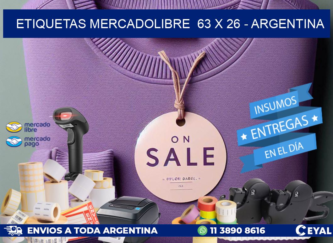 ETIQUETAS MERCADOLIBRE  63 x 26 - ARGENTINA