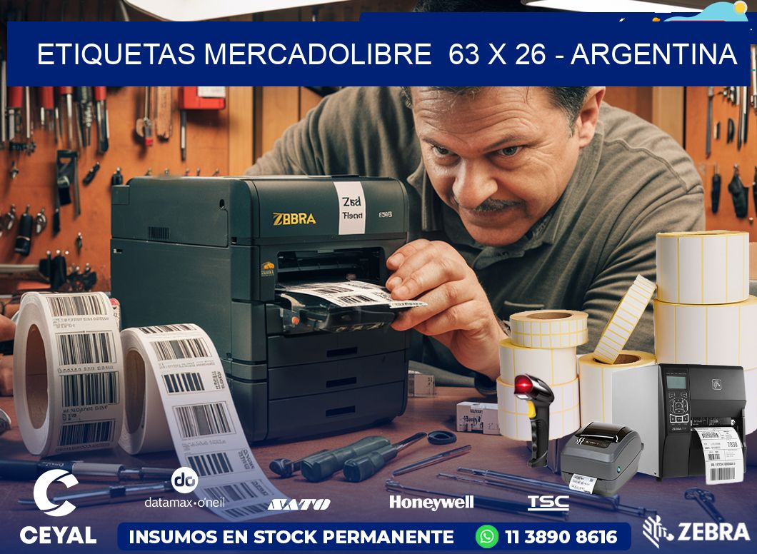 ETIQUETAS MERCADOLIBRE  63 x 26 - ARGENTINA