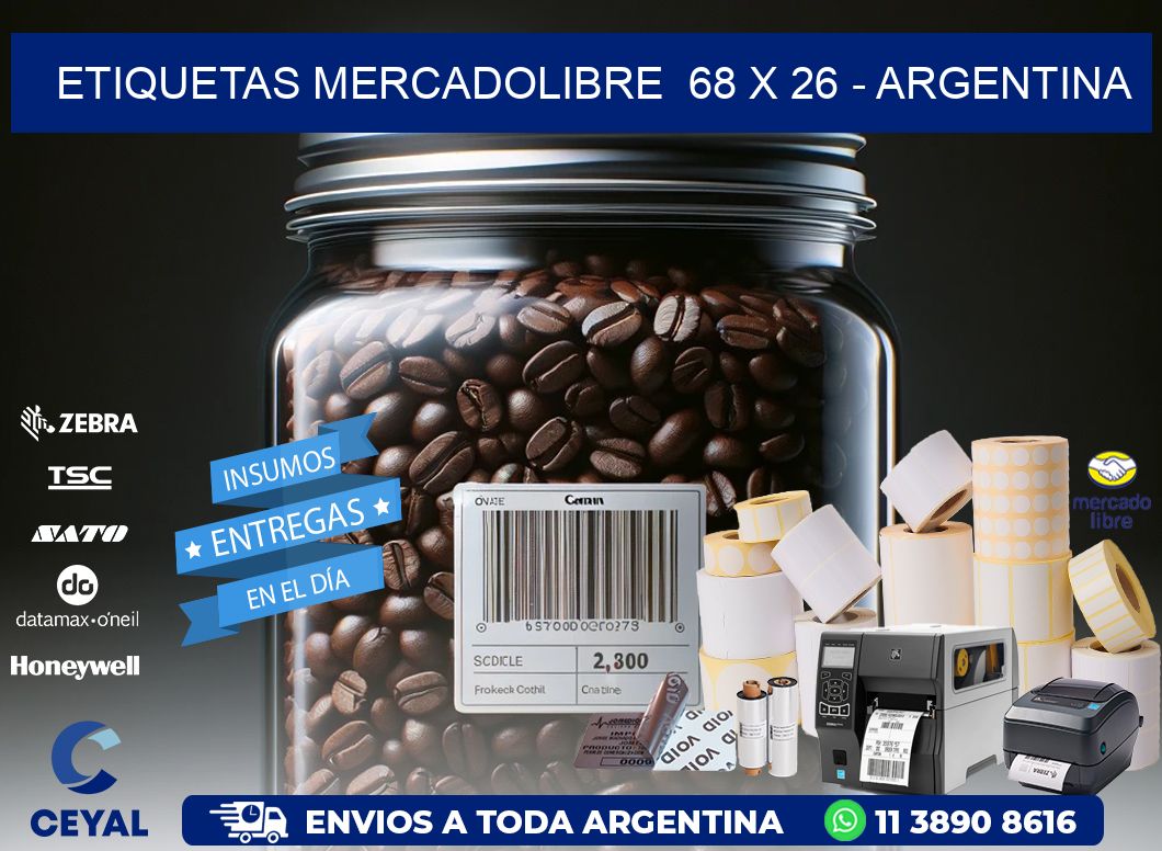 ETIQUETAS MERCADOLIBRE  68 x 26 - ARGENTINA