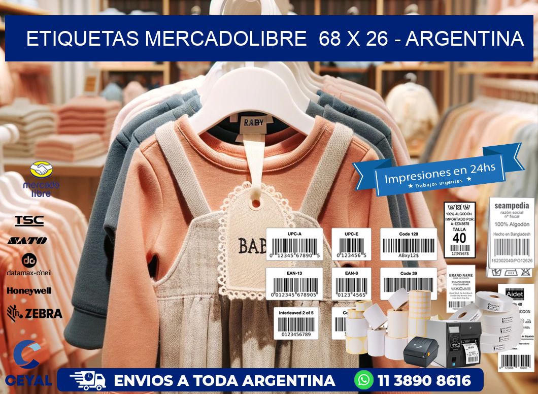 ETIQUETAS MERCADOLIBRE  68 x 26 - ARGENTINA