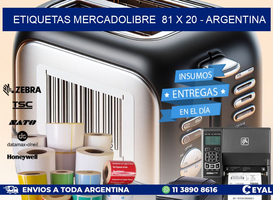 ETIQUETAS MERCADOLIBRE  81 x 20 - ARGENTINA