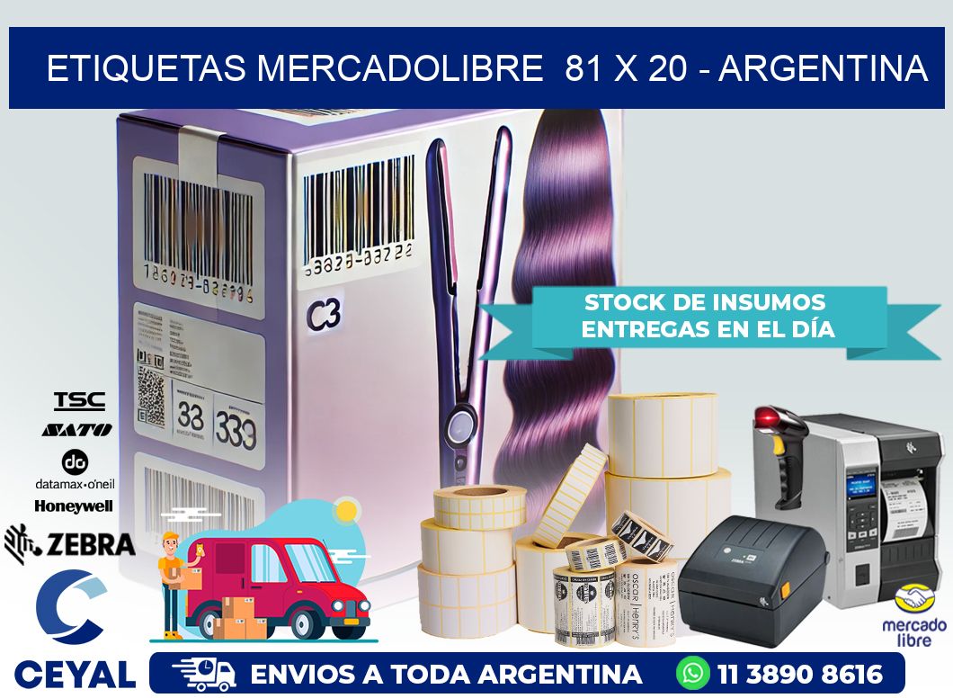 ETIQUETAS MERCADOLIBRE  81 x 20 – ARGENTINA