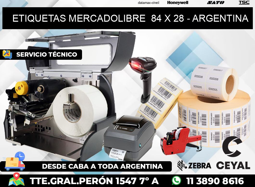 ETIQUETAS MERCADOLIBRE  84 x 28 - ARGENTINA