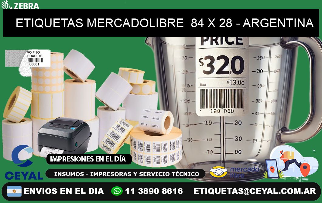 ETIQUETAS MERCADOLIBRE  84 x 28 - ARGENTINA