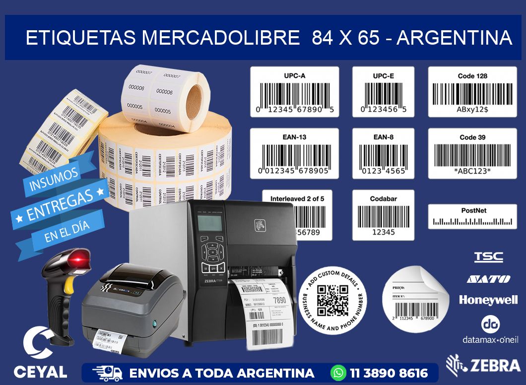 ETIQUETAS MERCADOLIBRE  84 x 65 - ARGENTINA