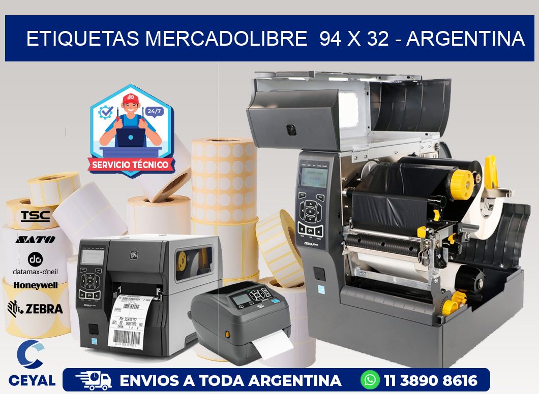 ETIQUETAS MERCADOLIBRE  94 x 32 - ARGENTINA