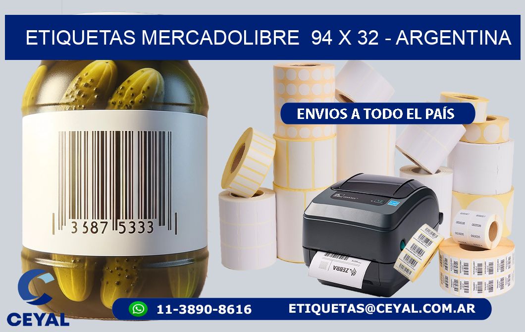 ETIQUETAS MERCADOLIBRE  94 x 32 - ARGENTINA